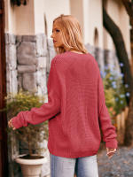 Suéter elegante de punto para mujer, jersey básico con bolsillo y cuello redondo, holgado, Vintage, otoño e invierno, 2023 - details 6