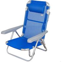 Silla Plegable Azul Reclinable, 5 Posiciones, Asa de Transporte, Resistente, 48x45,5x84 cm - details 0