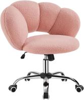 Silla de Oficina Ergonómica Blanca, Sin Brazo, Ajustable en Altura, Diseño de Nube en Tejido Bouclé - details 3