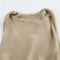 Vestido largo plisado sin mangas para mujer, prenda de seda con textura satinada, cuello redondo, elegante y a la moda - details 14
