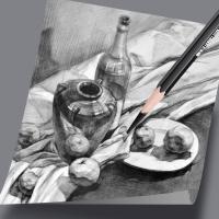 Lápices de carbón blanco y negro, suministros de arte, lápiz profesional, pintura, dibujo, blanco y negro, 6 unidades por juego - details 5