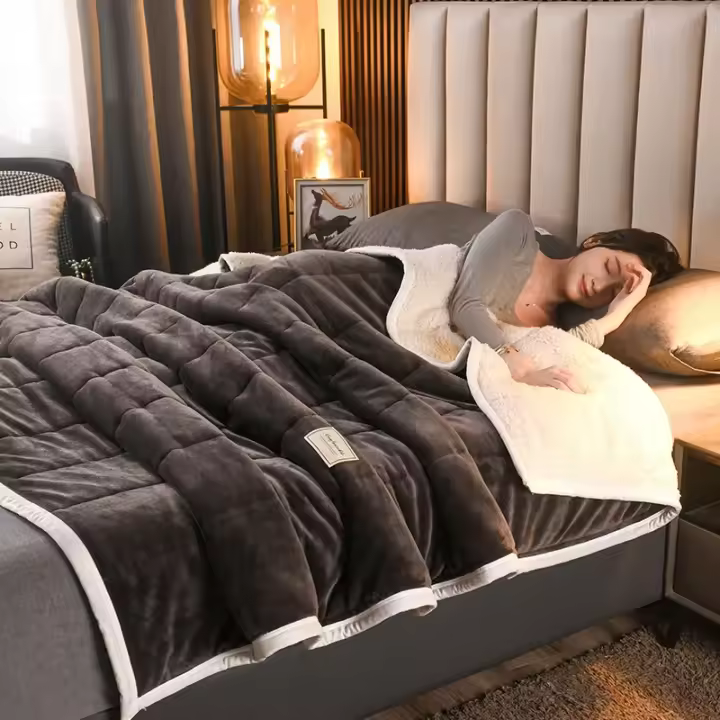 Manta gruesa de lana para niños y adultos, edredón grueso de lana suave y cálido, para invierno - 1