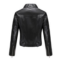 Abrigo corto de motociclista de piel sintética para mujer, chaqueta de manga larga con cremallera, ropa de otoño - details 6