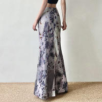 BUNO-Falda larga con estampado floral retro para mujer, faldas de tiro bajo con malla de retazos transparente, estilo vintage de los años 2000, trajes Harajuku y2k, novedad - details 5