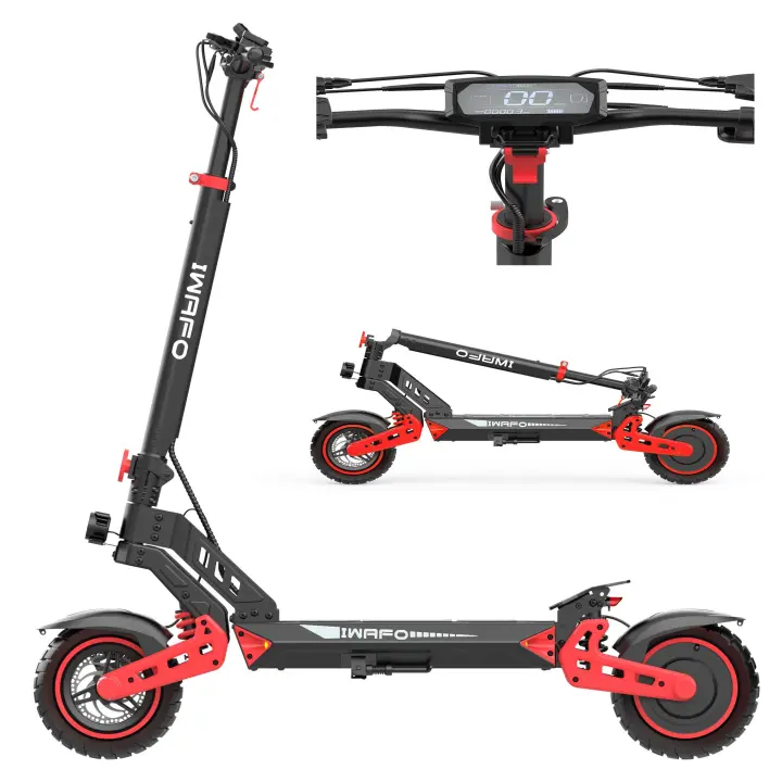 Patinetes Eléctricos para Adultos iwafo is2, Motor de 1500W, Batería de 48V 15Ah, Neumático de Vacío de 10 Pulgadas, Velocidad Máxima de 45km/h, Autonomía de 80km, Frenos de Disco Delanteros y Traseros - 1