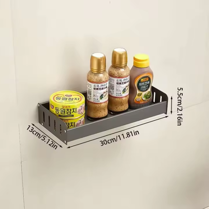 Estante de organización montado en la pared con iluminación para condimentos de pared, gancho de cocina - 1