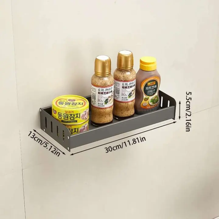 Estante de organización montado en la pared con iluminación para condimentos de pared, gancho de cocina - 1