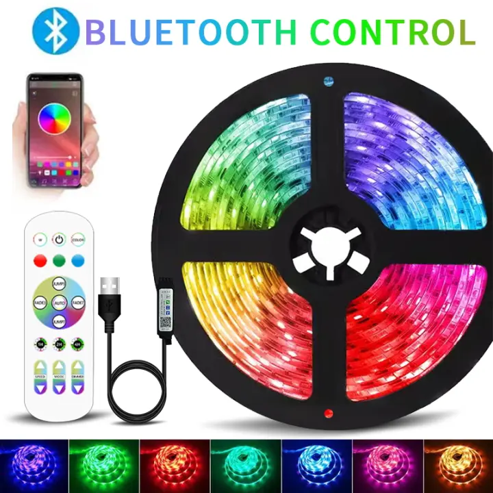 Bluetooth APP Led Lights Strips USB 5050RGB  With EU power Flexible Tape TV Led Ribbon For Bedroom party - 1