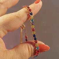 Pulsera de tenis Multicolor ajustable para mujer, brazalete de circonita colorida con arcoíris, cadena de mano, joyería - details 2