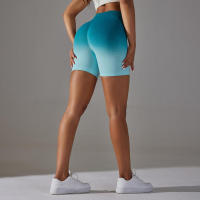 Gradient Yoga Mujer, entrenamiento, correr, gimnasio, pantalones cortos deportivos sin costuras, pantalones cortos de cintura alta para levantar guantes y Fitness - details 5