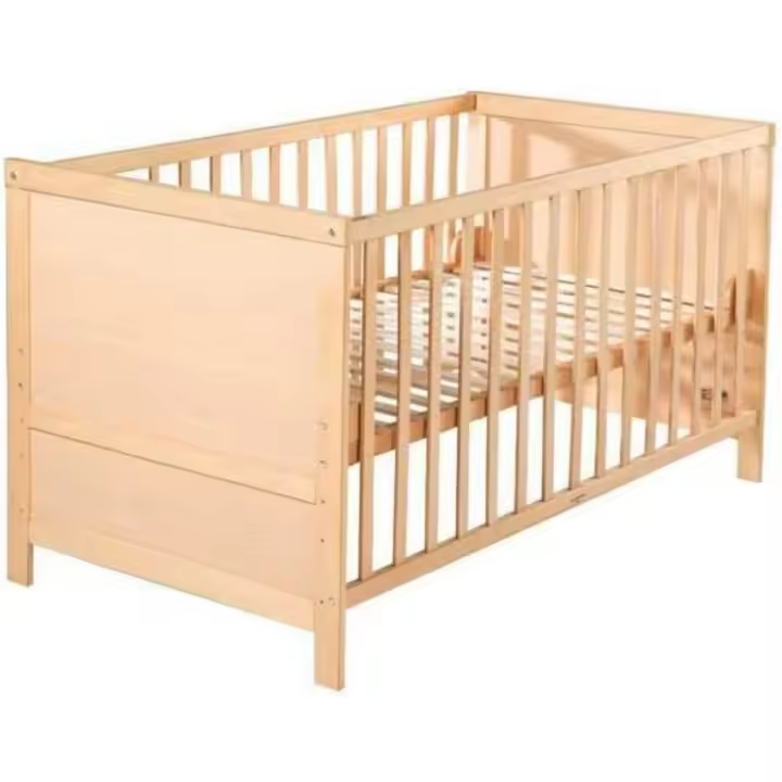roba Cuna Convertible en Cama para Niños 70 x 140 - Cama Infantil con Barandilla Ajustable en 3 Alturas - 3 Barrotes Removibles - Madera Blanca - 1