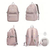 Mochila de gran capacidad para estudiantes, casual, impermeable, de nylon, con doble hombro, bolsa de viaje de moda para la univ - details 1