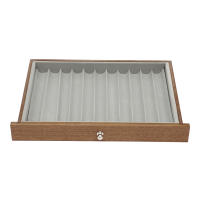 Caja para lápices, 34 ranuras, caja de almacenamiento con ventana de visualización, caja de madera, caja de portátiles (nogal) - details 11