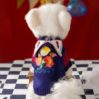 Suéter de payaso para mascotas con bordado de rosas, suéter a cuadros cálido y cómodo para perros, gorro de punto para mascotas, jersey de punto suave para perros - details 8