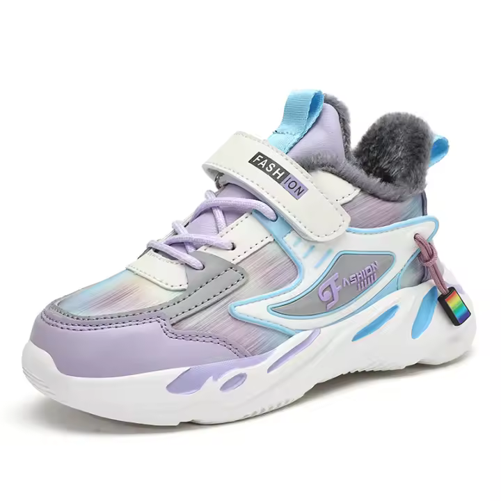 Zapatillas de deporte cálidas de invierno para niños, zapatos antideslizantes de cuero para niñas, zapatos casuales para caminar, zapatos deportivos para correr, zapatos de algodón para niños - 1