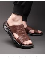 Zapatillas de hombre de piel auténtica, modernas sandalias informales de verano para exteriores, chanclas de playa para hombre, zapatos para hombre - details 9