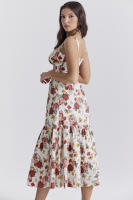 Nuevo vestido de verano para mujer, largo medio, floral picante, con espalda expuesta y tirantes sin mangas, para mujer en verano - details 3
