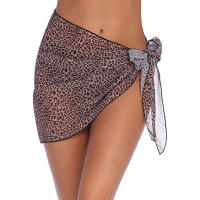 Falda larga y corta para mujer, traje de baño de Sarong, pareo de Bikini de verano, bufanda transparente - details 35