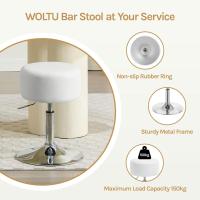 Taburete de Maquillaje Redondo Pequeño Giratorio de Altura Ajustable Taburete Bar Bajo PU para Tocador, Dormitorio, Oficina en Casa y Salón Blanco, BH14ws-1 - details 4