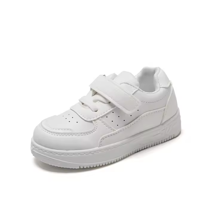 Los niños pequeños zapatos blancos 2025 primavera y otoño nuevos zapatos deportivos de los hombres y las mujeres zapatos de la junta casual superficie de cuero suela suave zapatos de bebé lista - 1