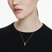 Swarosk chapado en oro rosa pavé cristal transparente X colgante 925 plata Cubic Zirconia encanto collar joyería regalo para mujeres - details 2