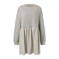 Sudadera informal de otoño con bloques de Color para mujer, Vestido corto holgado de manga larga con cuello redondo, Jersey plisado a la moda, Tops, Vestidos - details 8