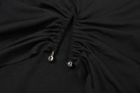 BUNO-Conjunto de 2 piezas de tendencia de otoño para mujer, Tops cortos de manga larga fruncidos con hebilla de Metal elegante + faldas con abertura alta, trajes ajustados a juego - details 14