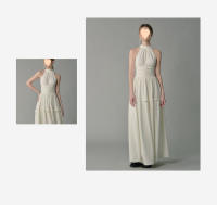 Vestido de verano chic francés Cintura plisada, hombro alta, estilización delgada - details 5