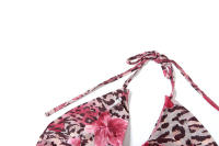 BUNO-Conjunto de 2 piezas con estampado de flores de gato extraño para mujer, Tops cortos con cuello Halter y volantes y espalda descubierta + trajes Hipster ajustados Panst Hottie - details 6