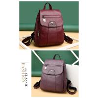 Mochila De Cuero Suave Para Mujer En 5 Colores Bolsa De Hombro Vintage Casual Viaje Mochila De Escuela Bolsa Para Damas - details 21