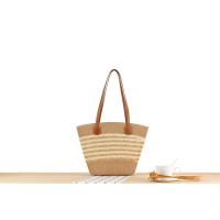 Bolso de hombro de vacaciones versátil tejido a mano con textura premium, de gran capacidad y a rayas. - details 9