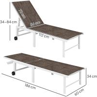 Reclinable Exterior con Ruedas Respaldo Ajustable en 5 Niveles y Estructura de Acero Carga 120 kg para Patio Terraza Balcón 166x60x84 cm Gris - details 11