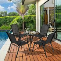 Juego de 4 sillas de exterior apilables para patio, silla de comedor de textileno, estructura de metal apilable, peso de carga 150 kg, negro, marrón, gris - details 7