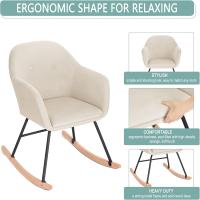 Lactancia Relax con Reposa Tapizado Reclinable Tejido de Terciopelo Pierna de Metal Madera Crema SKS16cm - details 2