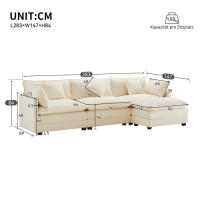 Sofá de Chenilla Tres Plazas Mueble de Ropa de Esquina con Descansabrazos - details 15