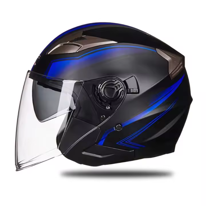 Casco De moto De media cara para hombre y mujer, protector De doble lente para las cuatro estaciones, moda urbana - 1