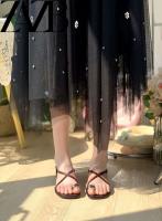 Sandalias de playa de moda para mujer, informales, cómodas, con parte inferior plana y cadena de metal cuadrada - details 1