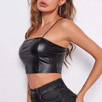 Camisetas sin mangas eróticas con purpurina para mujer, chaleco de charol para mujer, Top corto Sexy con tirantes finos 2022 - details 13