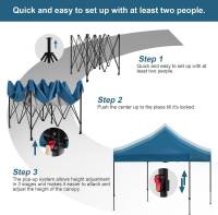 Gazebo Party Tent 3x3m con 4 paredes laterales y puerta con cremallera y ventana azul - details 1