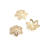 50 Uds. De cuentas redondas de latón de Color dorado de 18K, tapas de hojas de árbol y flores, suministros para hacer cuentas de joyería, accesorios Diy - details 45