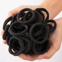 Gomas de Cabelo Elásticas Simples 100pcs Negras Accesorios para Peinados de Cola - details 2