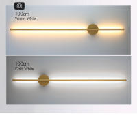 Lámpara de Pared Moderna LED PARKSON Luces Interiores para Sala de Estar Baño Dormitorio Decoración Dorada Iluminación Céng 85-265V 60cm 80cm 100cm Material Metal - details 4