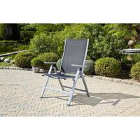 Silla de Jardín Plegable Monza, Silla Abatible de Aluminio y Textileno, Sillón de Balcón Respaldo Reclinable con 8 Posiciones, Plateado/Negro - details 21