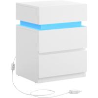 Mesita de Noche con Tira de Luz LED Multicolor Variable, 3 Cajones, Mesa Auxiliar, Estilo Moderno, 35 x 40 x 55 cm, Negro Efecto Madera LET0830B01 - details 26