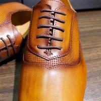 Zapatos de cuero con cordones de piel de vaca cepillada a mano con punta puntiaguda - details 8