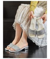 Zapatillas de tacón grueso con diamantes de imitación nuevas medias zapatillas ropa exterior de mujer con falda casual moda versátil sandalias - details 1