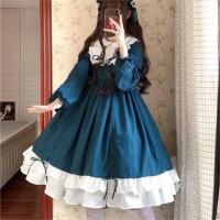 Vestido lolita para mujer, lindo estilo japonés Haruku con mangas largas y falda suave de corte A para primavera y verano - details 0