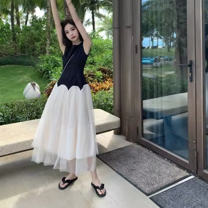 Vestido de Verano 2025 para Mujeres de Alta Gama Estilo Hepburn con Swing Grande - 1