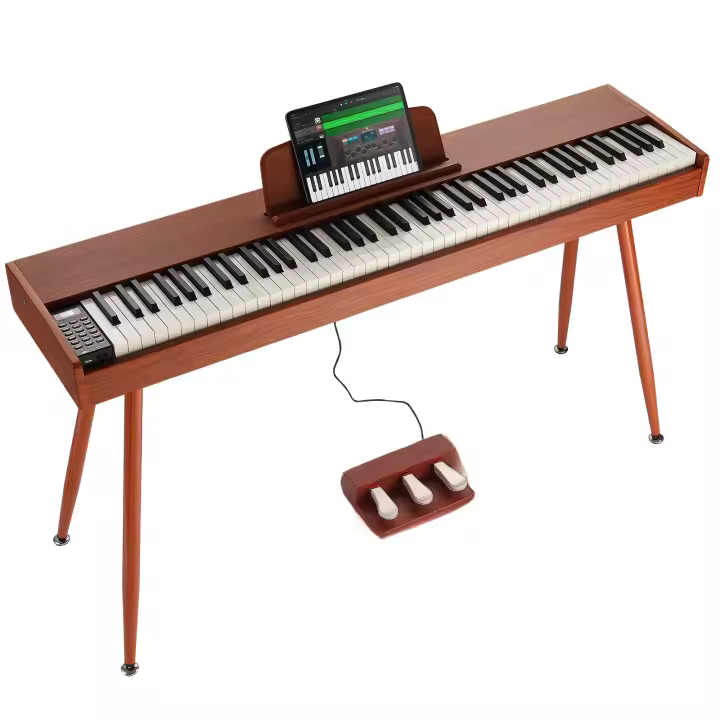 SucceBuy Piano digital contrapesado: 88 teclas, teclado dual, soporte de cuatro patas, 200 tonos/r ritmos, Bluetooth/USB/MIDI - 1