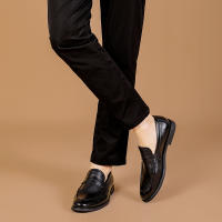 Mocasines de hombre, zapatos de cuero de un pedal de cuero genuino, primera capa de cuero de vaca de hombre - details 28